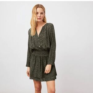 Rails Jasmine Dress Olive Speckled Smocked Waist Mini Dress Size S NWT